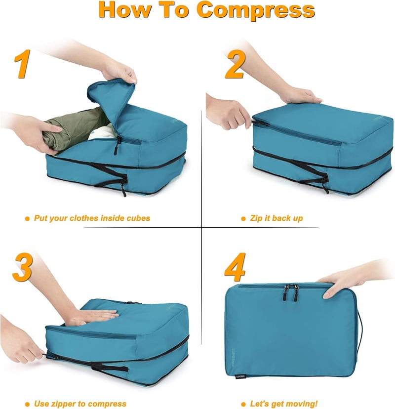 Velaybor 8 Set Compression Packing Cubes for Travel, Waterproof Luggage Organizers, Suitcase Organizer Set for Carry-On & Checked Baggage, Travel Accessories for Men & Women - Image 3